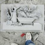 Elegant grey granite wall relief sculpture 007