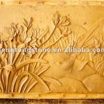 Yellow Sandstone Flower Relief Carving