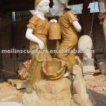 marble figure sculpture boy hold a rose girl and dog statues