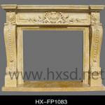 yellow elegent marble carving fireplace - HX-FP1083
