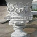 hand carved white Marble Urn Garland sculpture