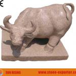 Pink Granite Bull Carving Sculpture-RS-SC041