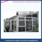 Aluminum winter garden sunroom with laminated glass roof