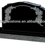 Black granite cemetery headstone photo