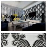 black and white color classic design deep embossed vinly 3D wallpaper made in china