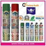 PU foam spray (espuma de poliuretano en aerosol)TUV,SGS,ROHS,REACH certificates ,sample is free