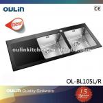 2012 New high end toughened glass stainless steel sink(OL-BL105L) OL-BL105L
