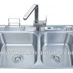 China manufacturer modern designs with knife rest double kitchen sinks wholesale 6680481-304
