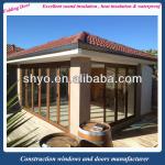 Insulated cheap double triple glazing wood color aluminum bi folding door SHYOL1143