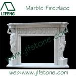 white marble column fireplace mantel indoor LIFENG